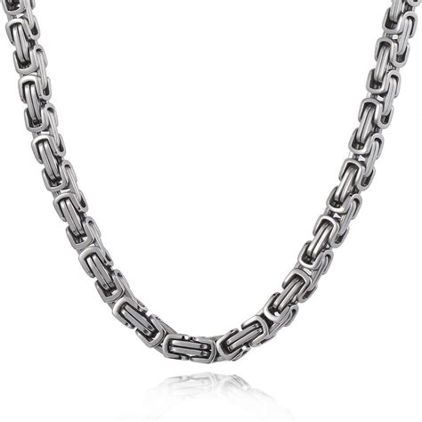 men's stainless steel box chain necklace 5mm silver 24|Box Chain Necklace Stainless Steel and Sterling Silver, 5mm.